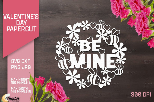 Valentine's Day Papercut. Valentine Love Quotes SVG 3D Paper Evgenyia Guschina 
