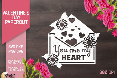 Valentine's Day Papercut. Valentine Love Quotes SVG 3D Paper Evgenyia Guschina 