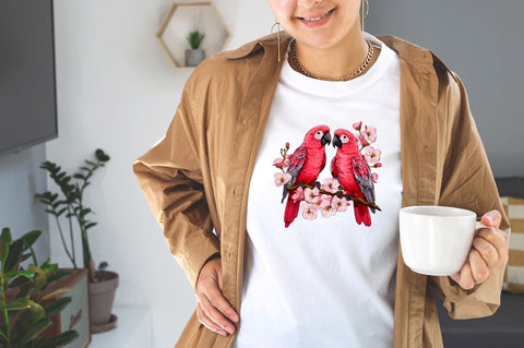 Valentine's Day Parrot Couple Clipart Bundle Sublimation Designangry 