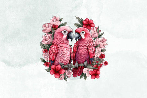 Valentine's Day Parrot Couple Clipart Bundle Sublimation Designangry 