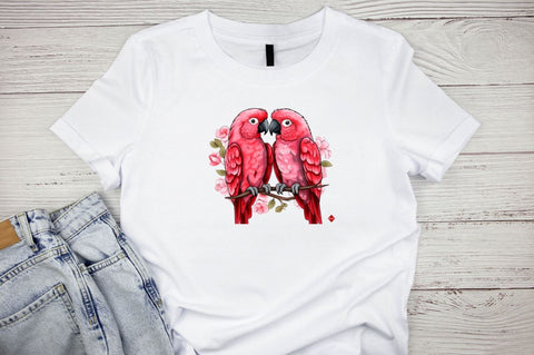 Valentine's Day Parrot Couple Clipart Bundle Sublimation Designangry 