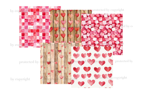 Valentines Day Patterns | Romantic Cabin Digital Papers Digital Pattern GlamArtZhanna 