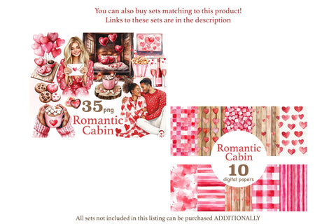 Valentines Day Patterns | Romantic Cabin Digital Papers Digital Pattern GlamArtZhanna 