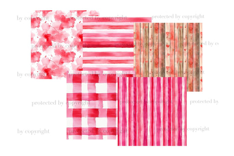 Valentines Day Patterns | Romantic Cabin Digital Papers Digital Pattern GlamArtZhanna 