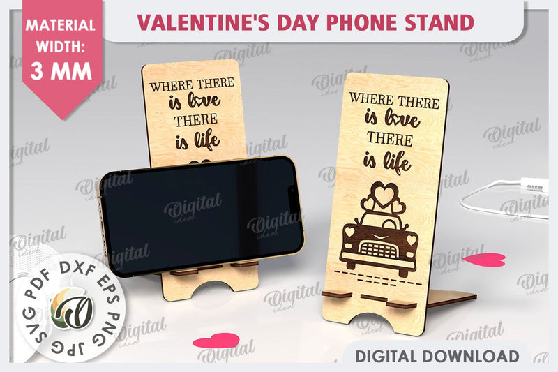 Valentine's Day Phone Stand Laser Cut. Phone Holder SVG SVG Evgenyia Guschina 