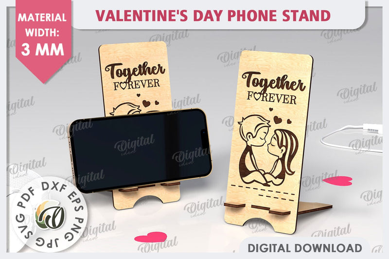 Valentine's Day Phone Stand Laser Cut. Phone Holder SVG SVG Evgenyia Guschina 