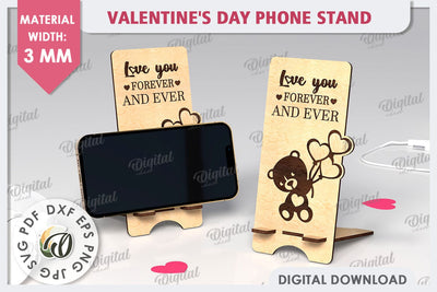 Valentine's Day Phone Stand Laser Cut. Phone Holder SVG SVG Evgenyia Guschina 