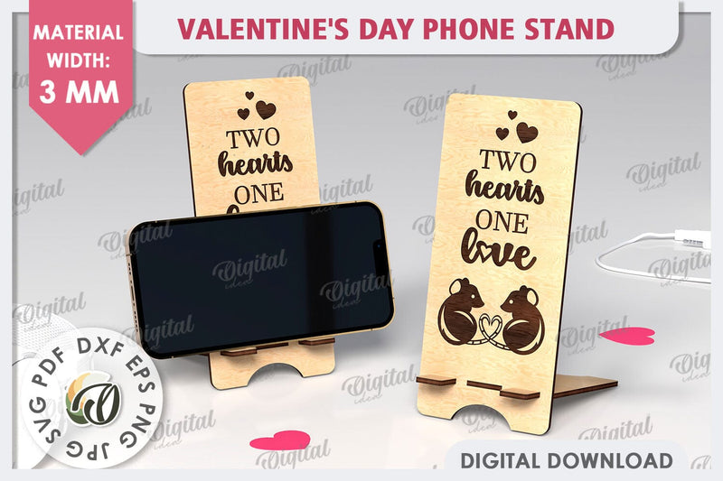 Valentine's Day Phone Stand Laser Cut. Phone Holder SVG SVG Evgenyia Guschina 