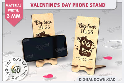 Valentine's Day Phone Stand Laser Cut. Phone Holder SVG SVG Evgenyia Guschina 
