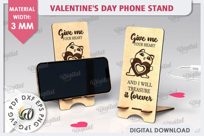 Valentine's Day Phone Stand Laser Cut. Phone Holder SVG SVG Evgenyia Guschina 