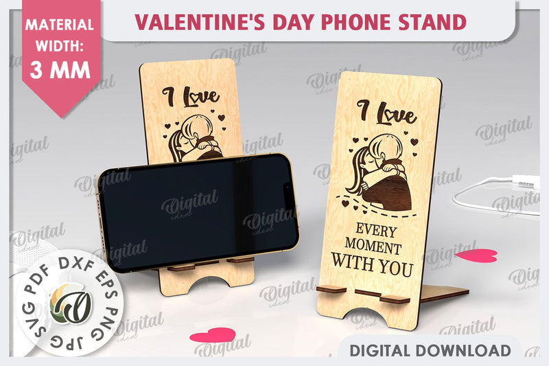 Valentine's Day Phone Stand Laser Cut. Phone Holder SVG SVG Evgenyia Guschina 
