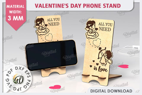 Valentine's Day Phone Stands LaserCut Bundle. Phone Holders SVG Evgenyia Guschina 