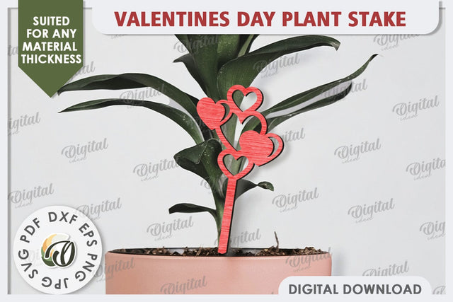 Valentine's Day Plant Stake Laser Cut. Valentine Heart SVG SVG Evgenyia Guschina 