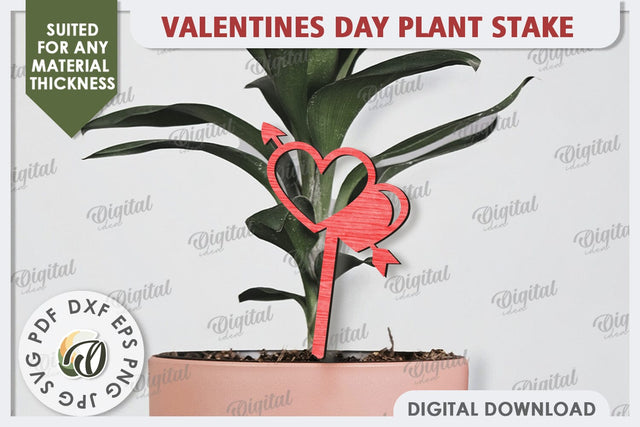 Valentine's Day Plant Stake Laser Cut. Valentine Heart SVG SVG Evgenyia Guschina 