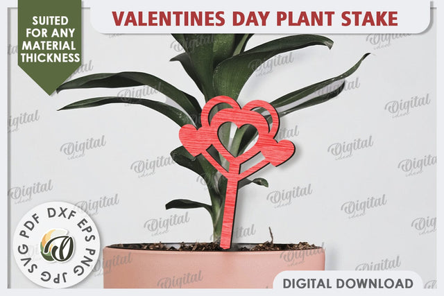 Valentine's Day Plant Stake Laser Cut. Valentine Heart SVG SVG Evgenyia Guschina 
