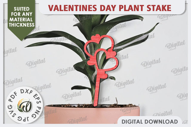 Valentine's Day Plant Stake Laser Cut. Valentine Heart SVG SVG Evgenyia Guschina 