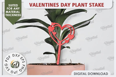 Valentine's Day Plant Stake Laser Cut. Valentine Heart SVG SVG Evgenyia Guschina 