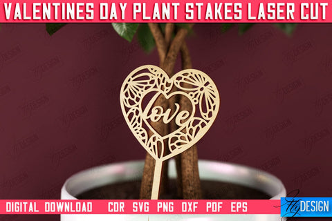 Valentine’s Day Plant Stakes Bundle | Indoor Flowers Decoration | Garden Stake | Lawn Stake | CNC Files SVG Fly Design 
