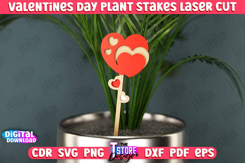 Valentine's Day Plant Stakes Bundle | Indoor Flowers Decoration | Garden Stake | Lawn Stake | CNC Files SVG The T Store Design 