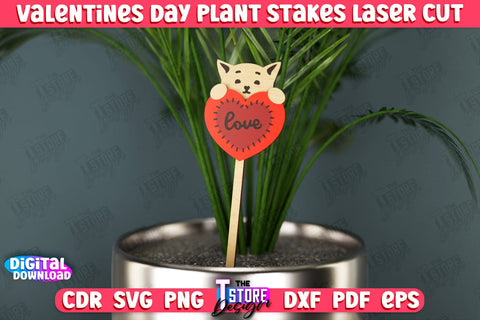 Valentine's Day Plant Stakes Bundle | Indoor Flowers Decoration | Garden Stake | Lawn Stake | CNC Files SVG The T Store Design 