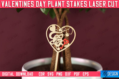 Valentine's Day Plant Stakes | Indoor Flowers Decoration | Garden Stake | Lawn Stake | CNC File SVG Fly Design 