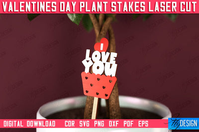 Valentine's Day Plant Stakes | Indoor Flowers Decoration | Garden Stake | Lawn Stake | CNC File SVG Fly Design 
