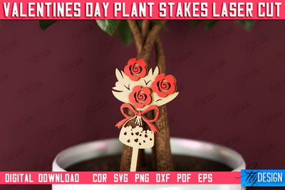 Valentine's Day Plant Stakes | Indoor Flowers Decoration | Garden Stake | Lawn Stake | CNC File SVG Fly Design 