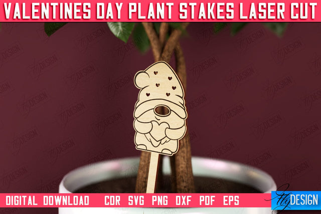 Valentine's Day Plant Stakes | Indoor Flowers Decoration | Garden Stake | Lawn Stake | CNC File SVG Fly Design 