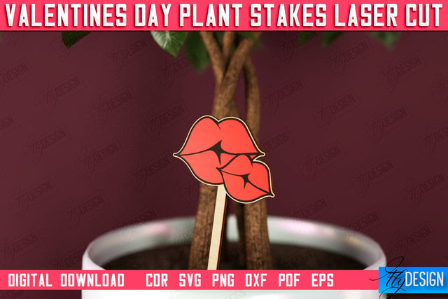 Valentine's Day Plant Stakes | Indoor Flowers Decoration | Garden Stake | Lawn Stake | CNC File SVG Fly Design 