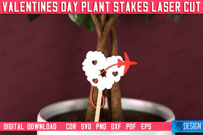 Valentine's Day Plant Stakes | Indoor Flowers Decoration | Garden Stake | Lawn Stake | CNC File SVG Fly Design 