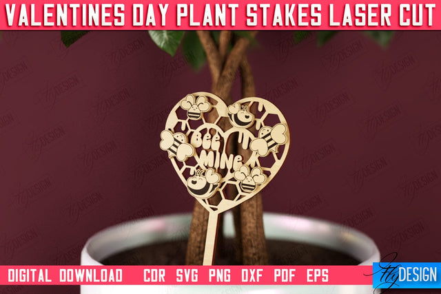 Valentine's Day Plant Stakes | Indoor Flowers Decoration | Garden Stake | Lawn Stake | CNC File SVG Fly Design 