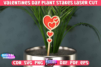 Valentine's Day Plant Stakes | Indoor Flowers Decoration | Garden Stake | Lawn Stake | CNC File SVG The T Store Design 