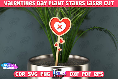 Valentine's Day Plant Stakes | Indoor Flowers Decoration | Garden Stake | Lawn Stake | CNC File SVG The T Store Design 