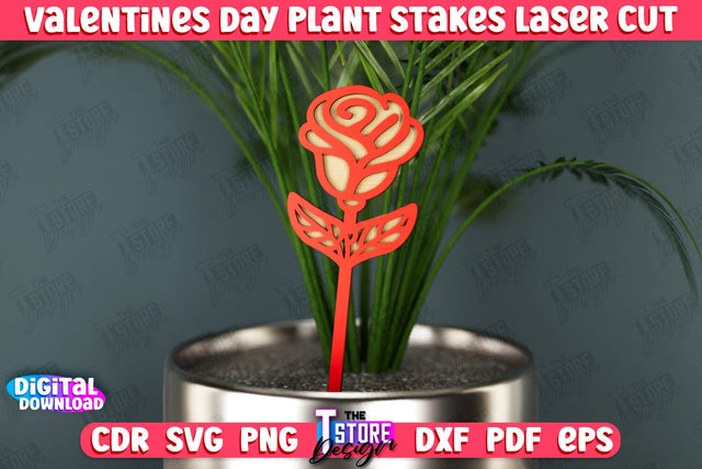 Valentine's Day Plant Stakes | Indoor Flowers Decoration | Garden Stake | Lawn Stake | CNC File SVG The T Store Design 