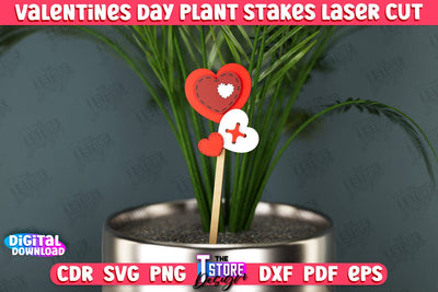 Valentine's Day Plant Stakes | Indoor Flowers Decoration | Garden Stake | Lawn Stake | CNC File SVG The T Store Design 