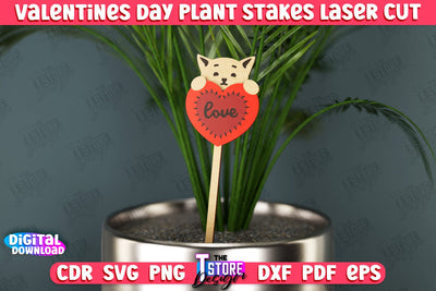 Valentine's Day Plant Stakes | Indoor Flowers Decoration | Garden Stake | Lawn Stake | CNC File SVG The T Store Design 