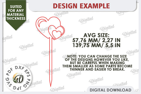 Valentine's Day Plant Stakes Laser Cut Bundle. Hearts SVG SVG Evgenyia Guschina 