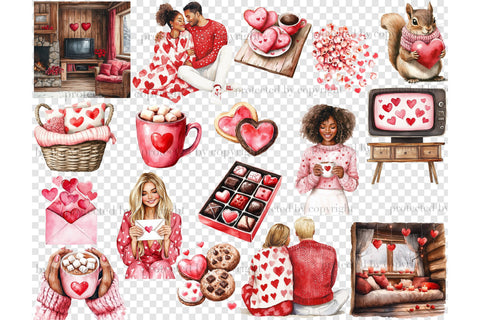 Valentines Day PNG Bundle | Romantic Cabin Clipart SVG GlamArtZhanna 