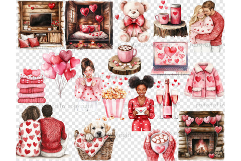 Valentines Day PNG Bundle | Romantic Cabin Clipart SVG GlamArtZhanna 