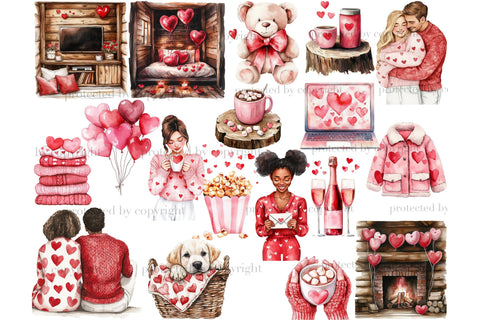Valentines Day PNG Bundle | Romantic Cabin Clipart SVG GlamArtZhanna 