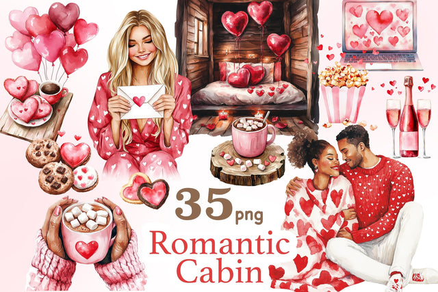 Valentines Day PNG Bundle | Romantic Cabin Clipart SVG GlamArtZhanna 