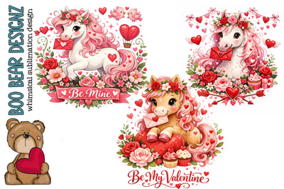 Valentines' Day Pony Clipart Sublimation Boo Bear Designz 