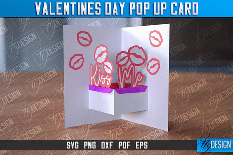 Valentine’s Day Pop Up Card SVG | Paper Cut SVG | Love Design SVG Fly Design 