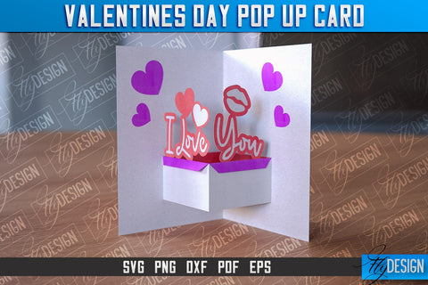 Valentine’s Day Pop Up Card SVG | Paper Cut SVG | Love Design SVG Fly Design 