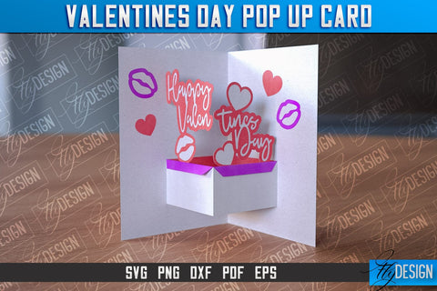 Valentine’s Day Pop Up Card SVG | Paper Cut SVG | Love Design SVG Fly Design 