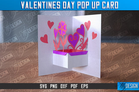 Valentine’s Day Pop Up Card SVG | Paper Cut SVG | Love Design SVG Fly Design 