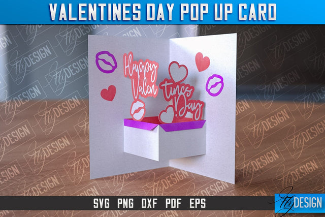 Valentine’s Day Pop Up Card SVG | Paper Cut SVG | Love Design SVG Fly Design 