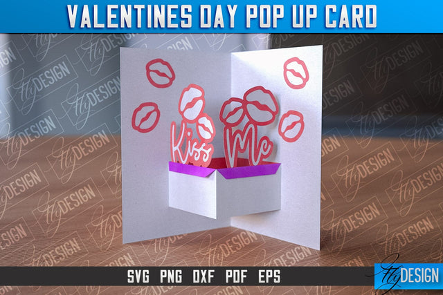 Valentine’s Day Pop Up Card SVG | Paper Cut SVG | Love Design SVG Fly Design 