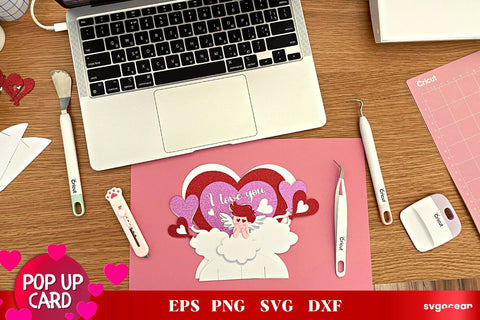 Valentine's Day Pop Up Card Template SVG SvgOcean 