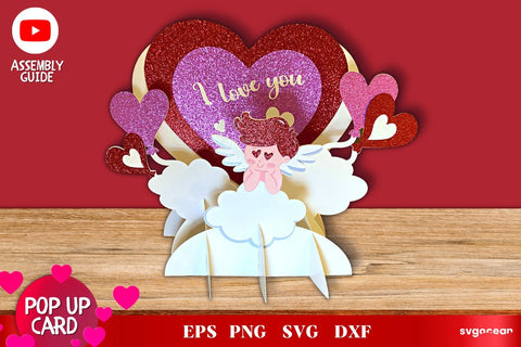 Valentine's Day Pop Up Card Template SVG SvgOcean 
